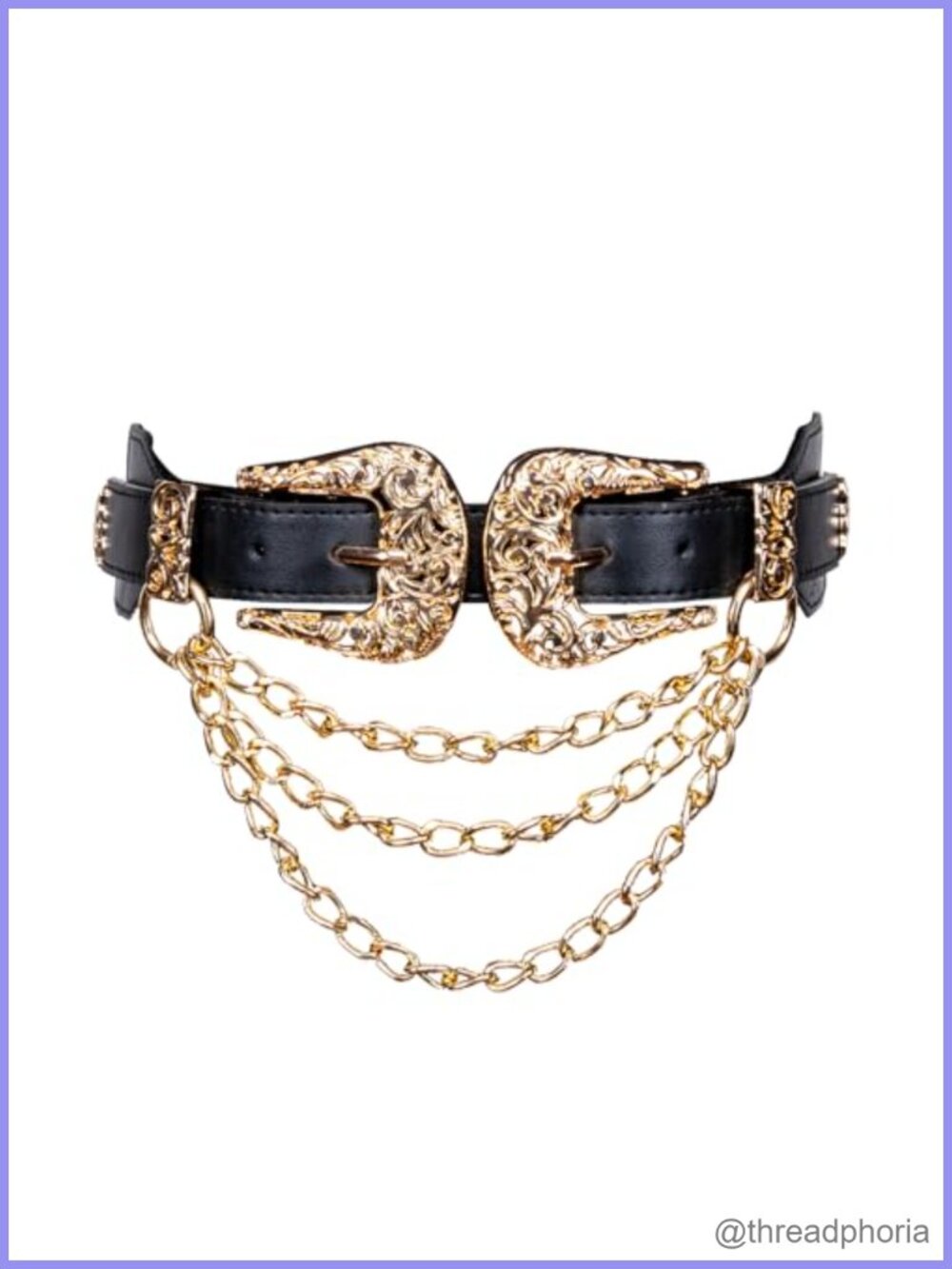Western Double Buckle Stretch Belt Elastic Chain Cowgirl Waist
